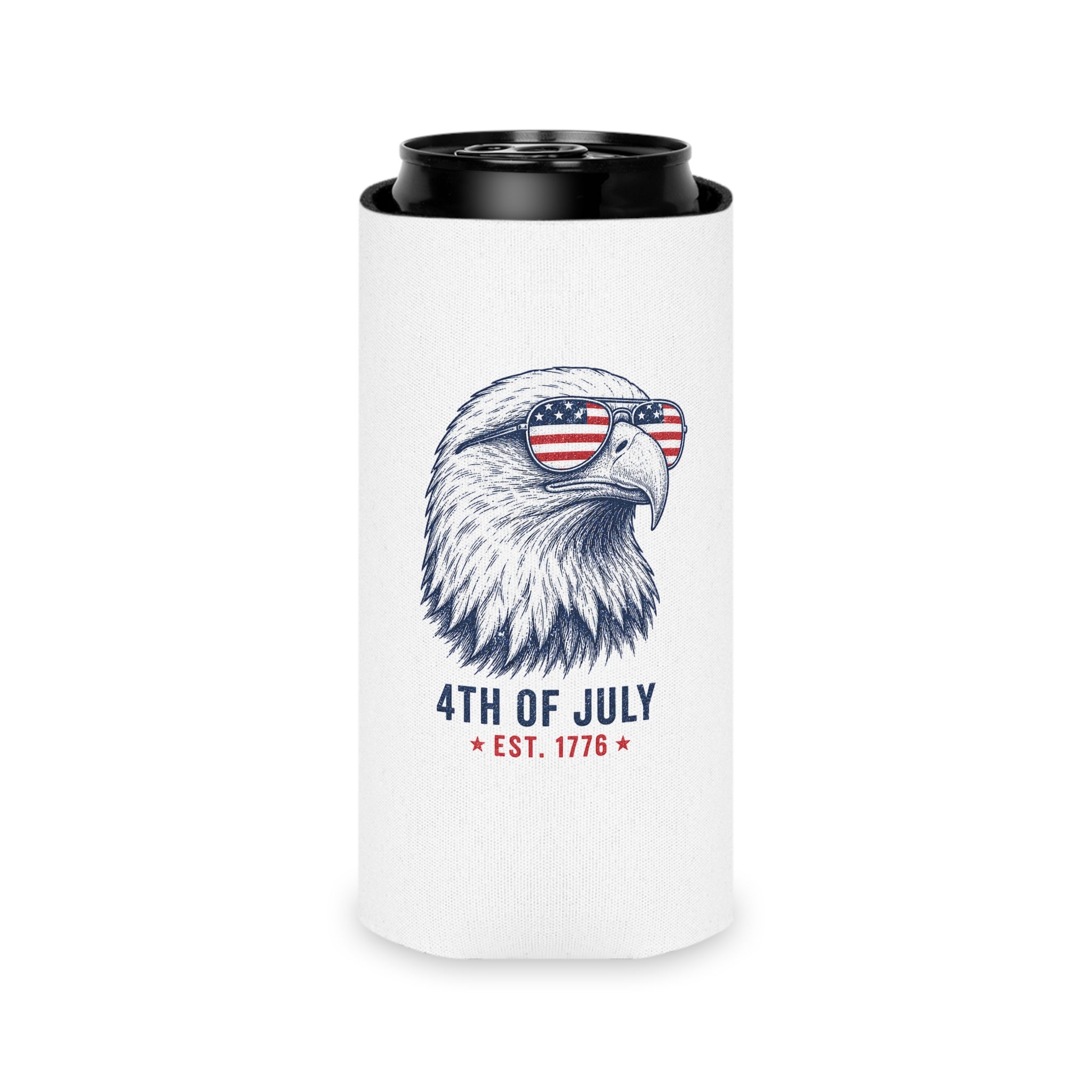 4th of July Patriotic Eagle Can Cooler — "Est. 1776"