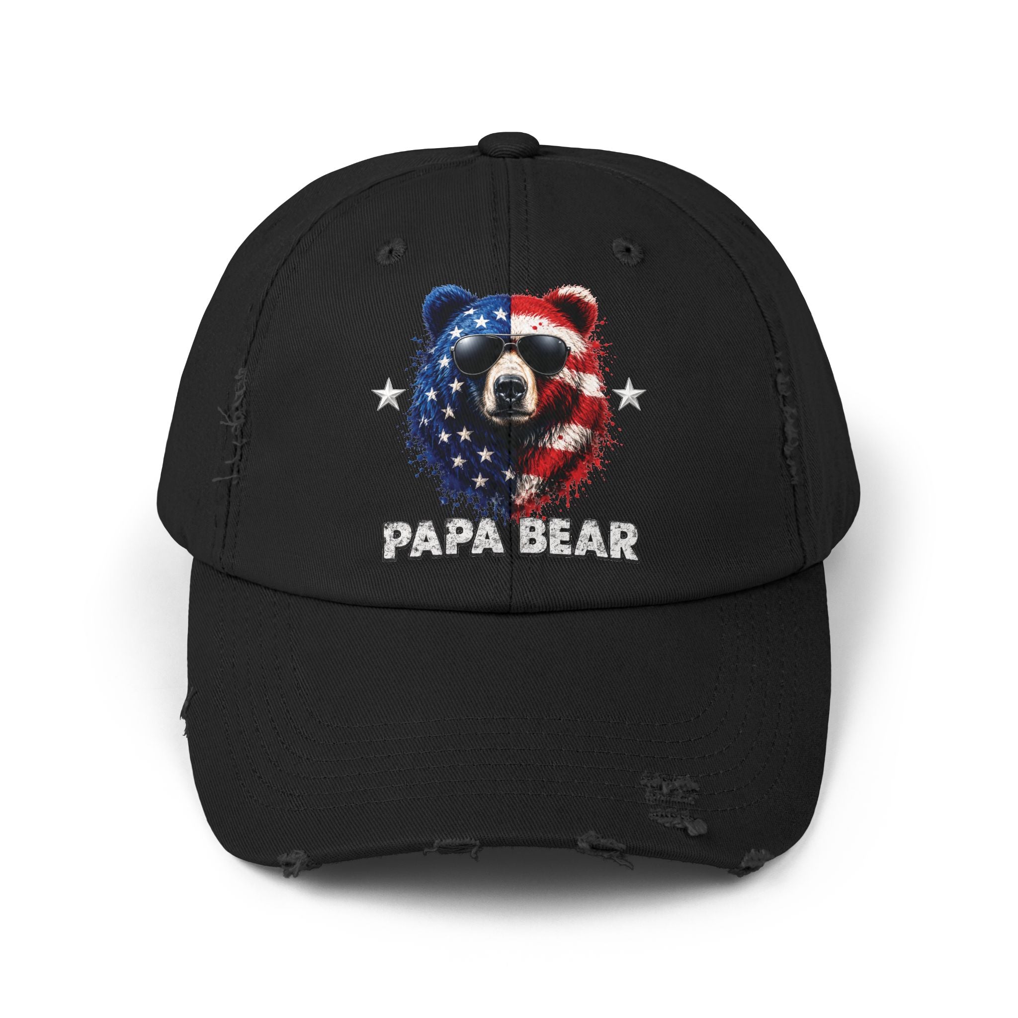 Papa Bear Distressed Flag Cap