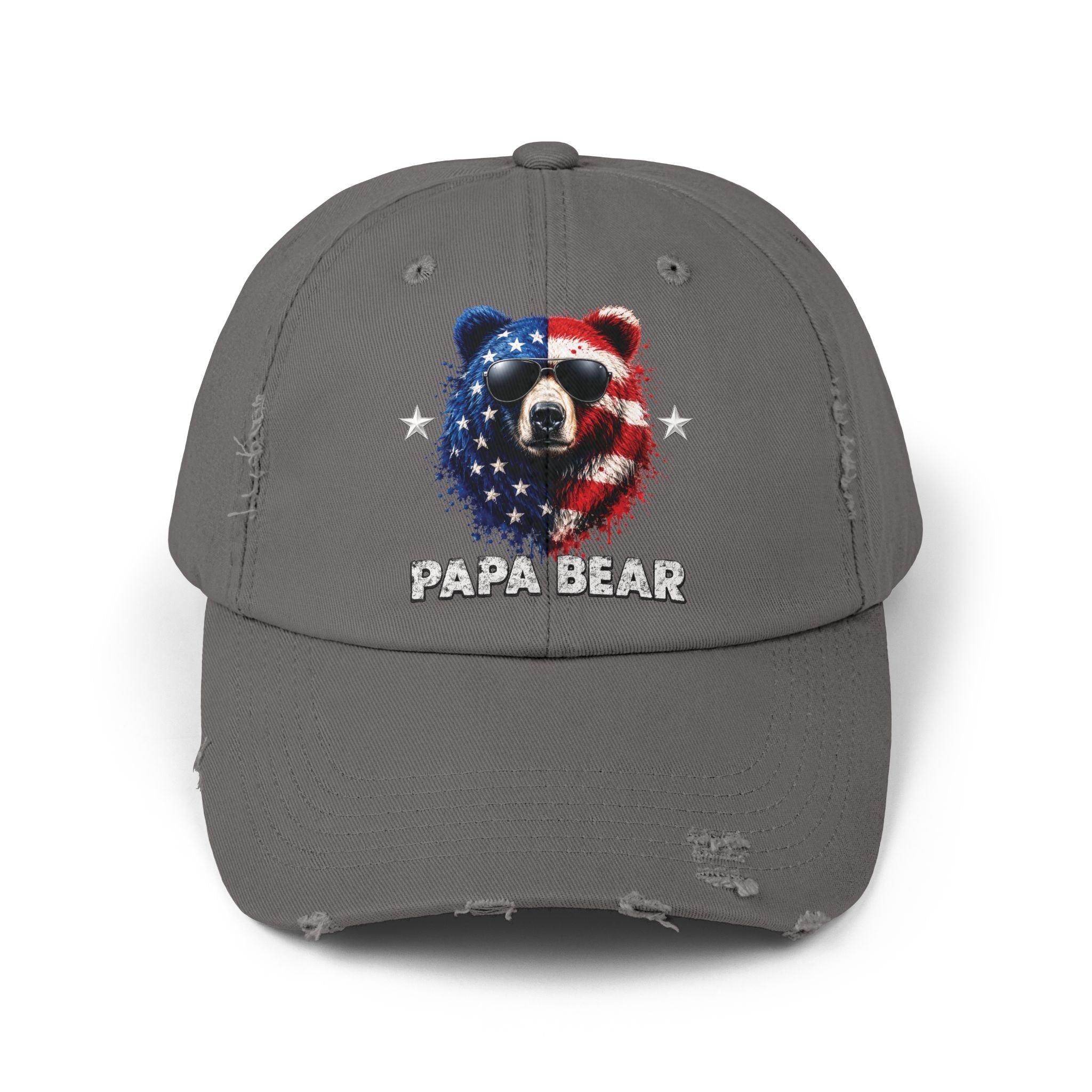 Papa Bear Distressed Flag Cap