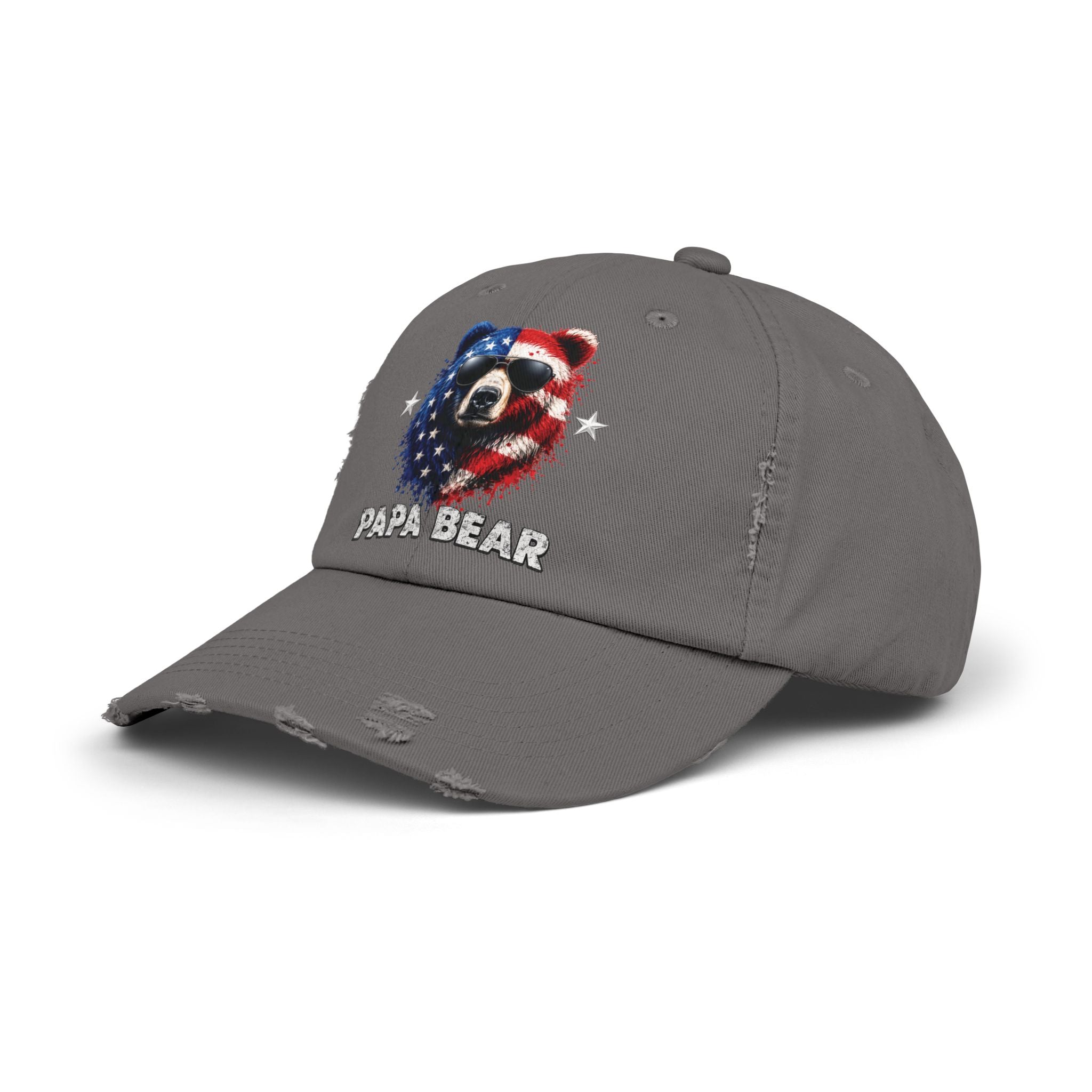 Papa Bear Distressed Flag Cap