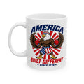 America Built Different Ceramic Mug — Patriotic USA Coffee Cup (Since 1776)