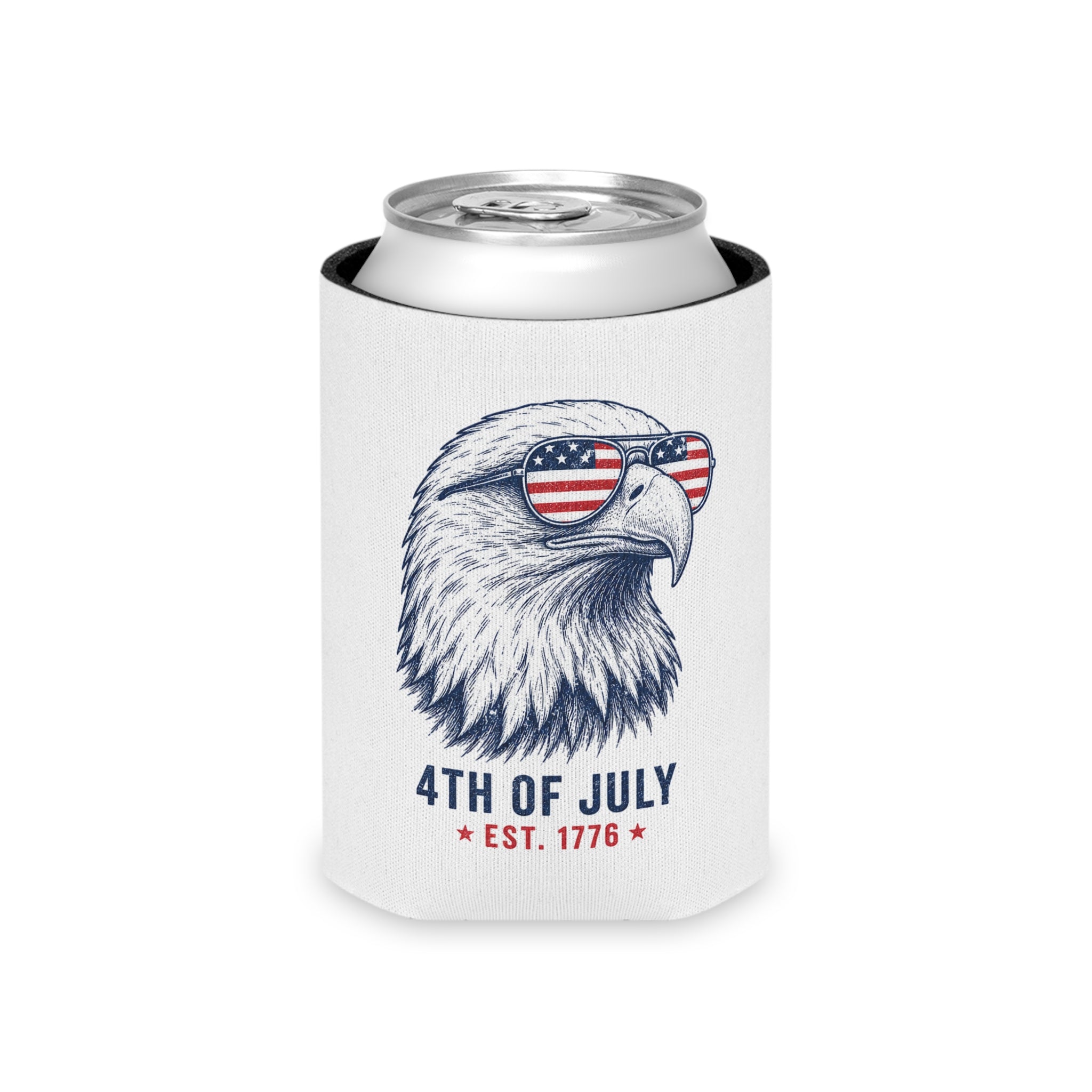 4th of July Patriotic Eagle Can Cooler — "Est. 1776"