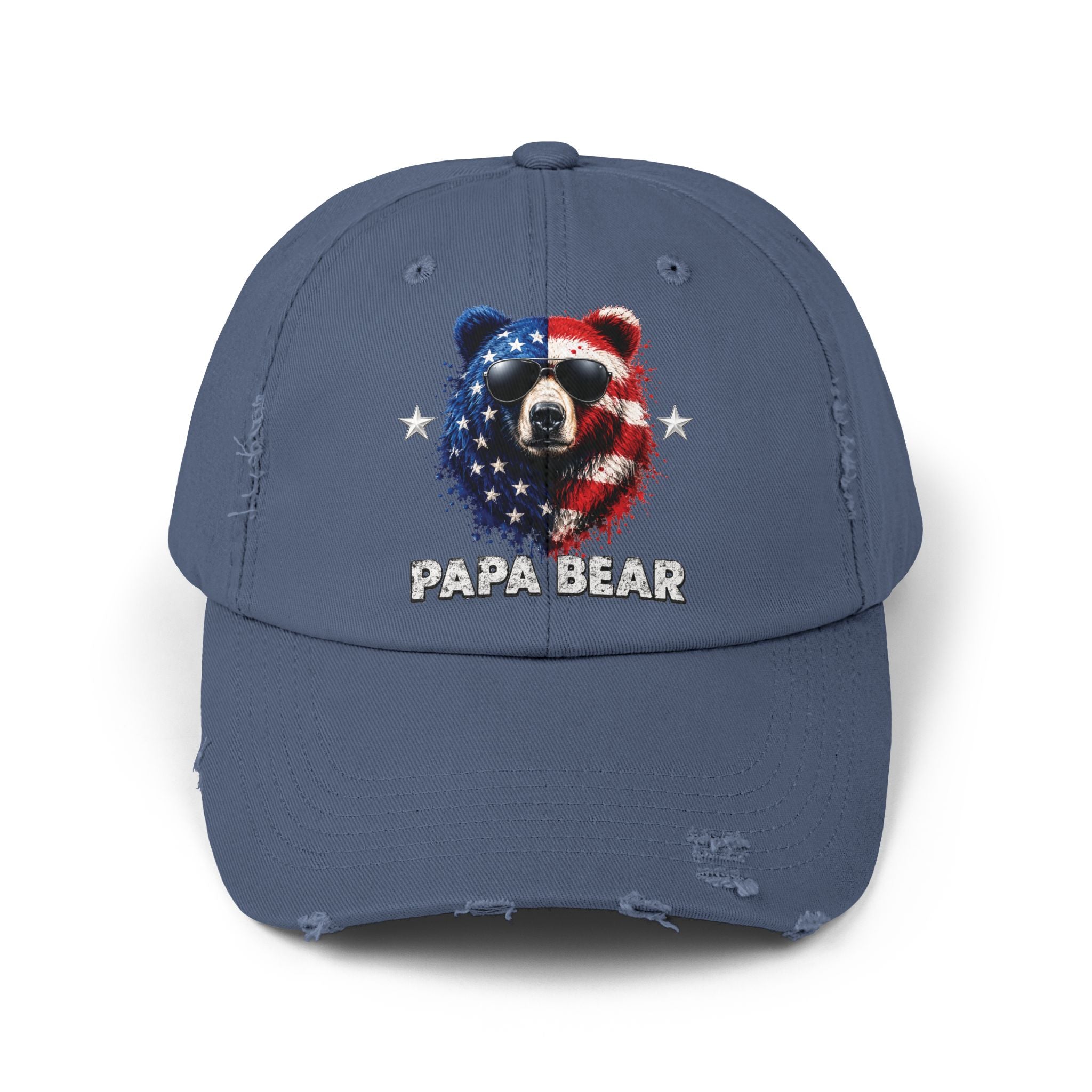 Papa Bear Distressed Flag Cap